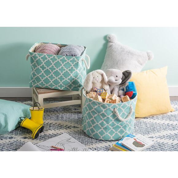 DII Polyester Container with Handles, Lattice Storage Bin, Medium, Aqua - Picture 4 of 6